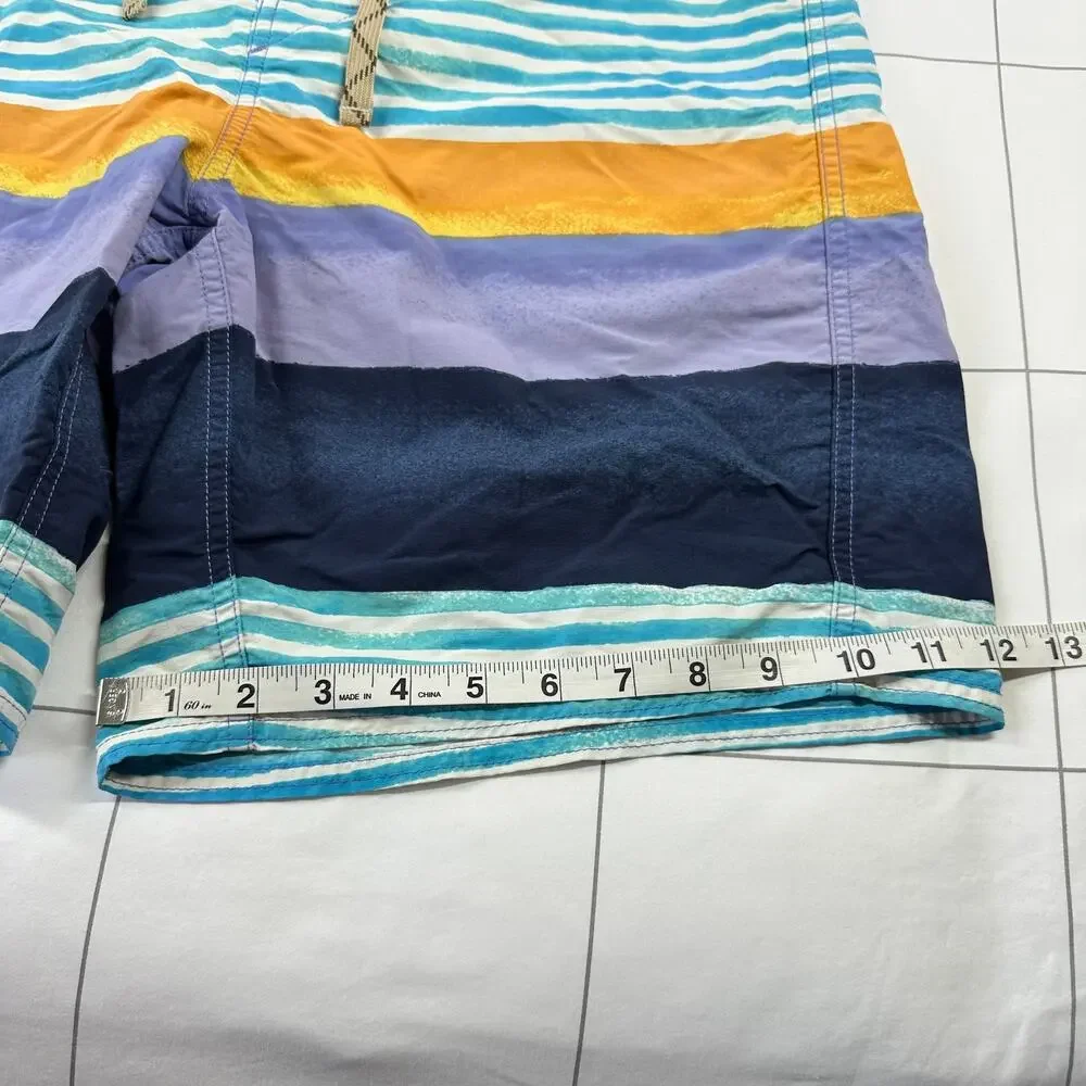 Patagonia Board Shorts Mens 35 Blue Multi Printed Wavefarer Striped Beach Swim
